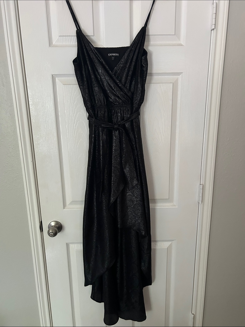 Express Shimmery Black High-Low Slip Dress